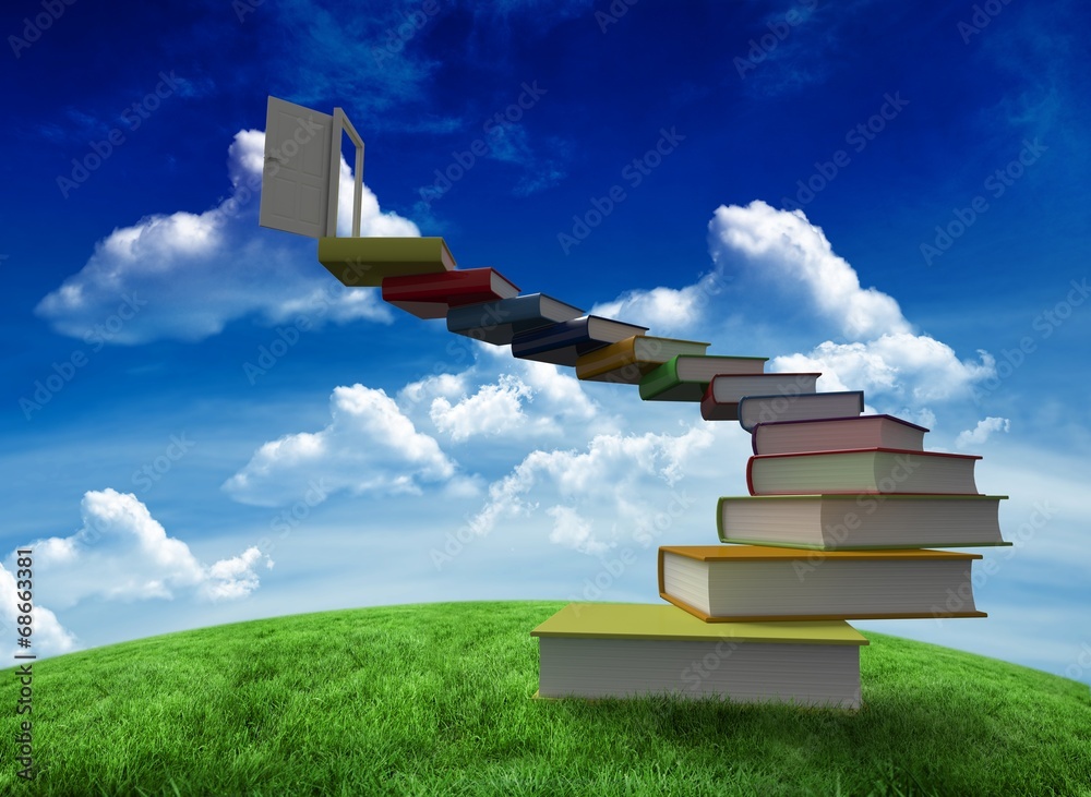 Poster composite image of steps made of books