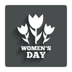 8 March Women's Day sign icon. Flowers symbol.