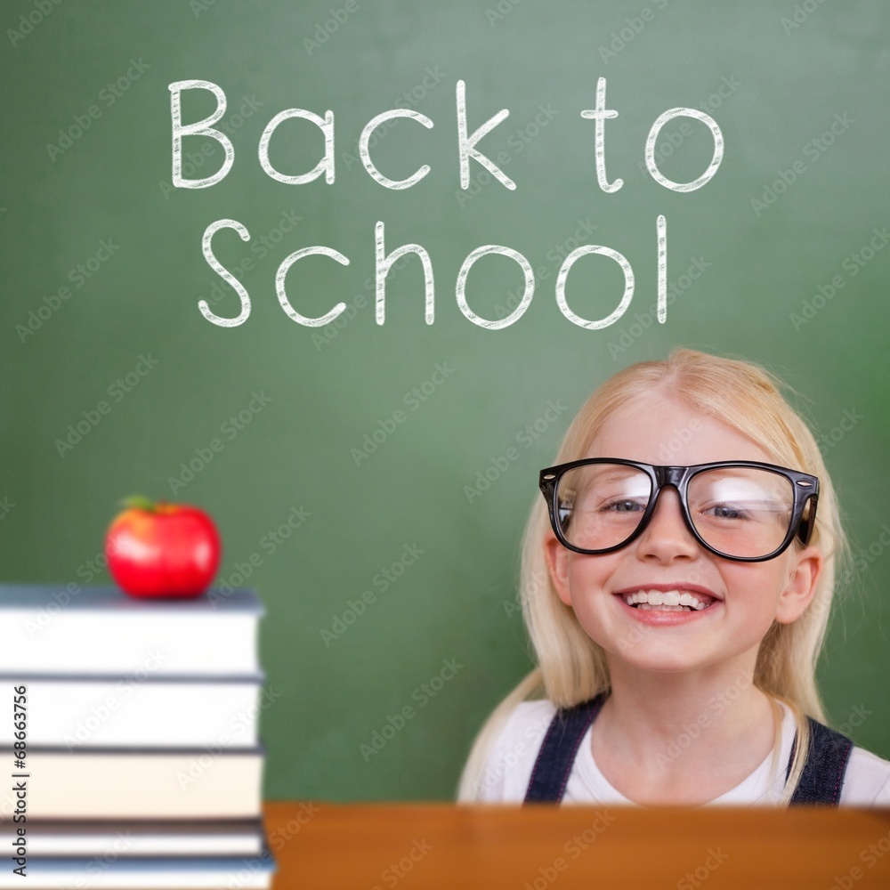 Poster composite image of cute pupil smiling