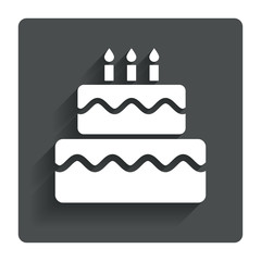 Birthday cake sign icon. Burning candles symbol