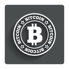 Bitcoin sign icon. Cryptography currency symbol