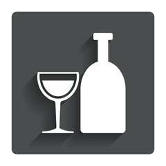 Alcohol sign. Drink symbol. Bottle with glass