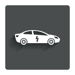 Electric car sign icon. Sedan saloon symbol.