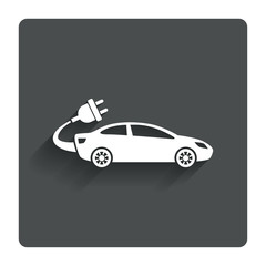 Electric car sign icon. Sedan saloon symbol.