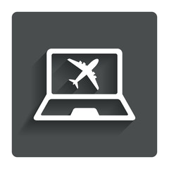 Online check-in sign. Airplane symbol. Travel.