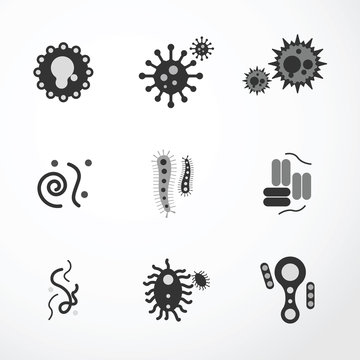 vector virus  icons black colour.