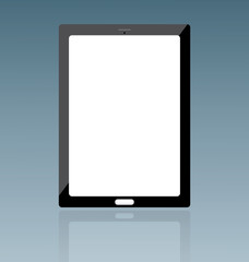 Tablet computer in vector with gray background.
