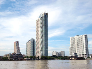 Fototapeta na wymiar Modern building at riverside Thailand