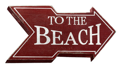 to the beach sign isolated on white with clipping path