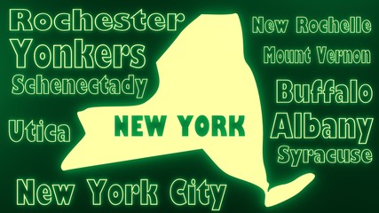 new york state outline neon glowing map