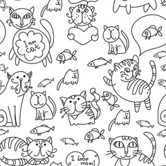 Seamless pattern of cute cats