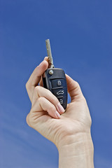Hand with a car key