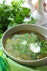 Green soup of sorrel