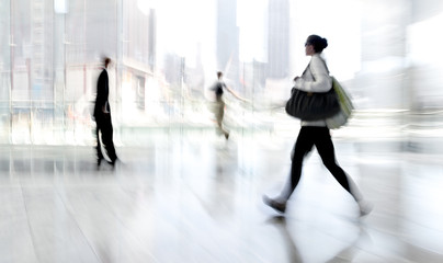 group of people in the lobby business center