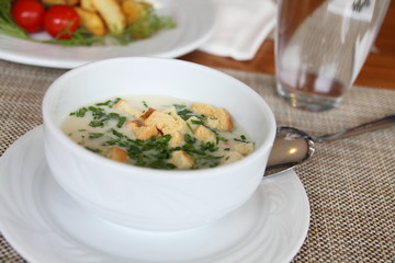 Vegetable soup Cauliflower with breadcrumbs and parsley