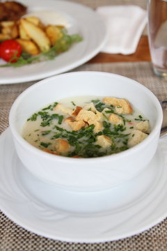 Vegetable soup Cauliflower with breadcrumbs and parsley