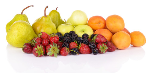 Fototapeta na wymiar Ripe fruits and berries isolated on white
