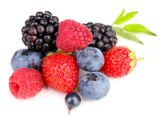 Ripe sweet different berries, isolated on white
