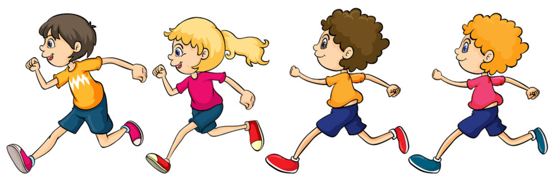 Boys and Girl Running