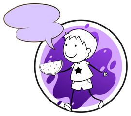 A lavender template with a boy holding a watermelon