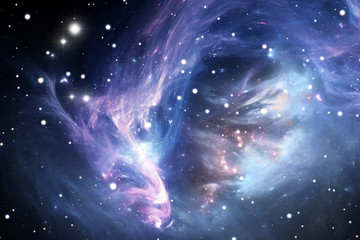 Naklejka premium Blue space nebula