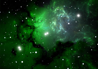 Green cold hydrogen clouds in the nebula