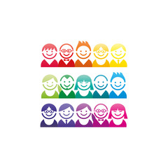Colorful spectrum collection of abstract avatar faces portraits.