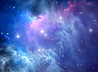 Fototapeta na wymiar Blue space nebula