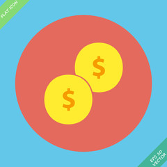 Gold coin with dollar sign.