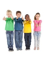 Obraz premium Happy little children showing thumbs up