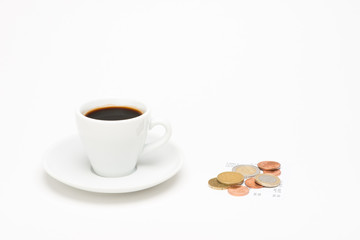 Obraz na płótnie Canvas Cup of coffee with bill