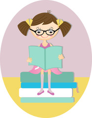 Cute little girl reading a book