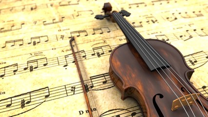 Fototapeta na wymiar Violin, Note - Stock Image