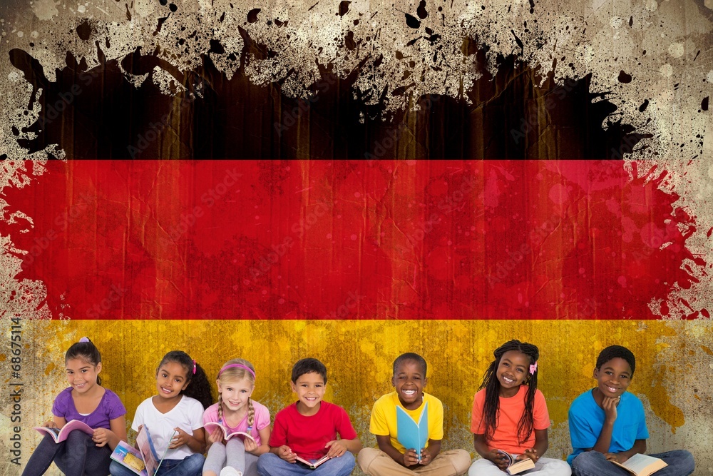 Poster composite image of elementary pupils reading books