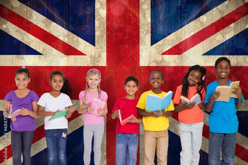 Poster composite image of elementary pupils reading books