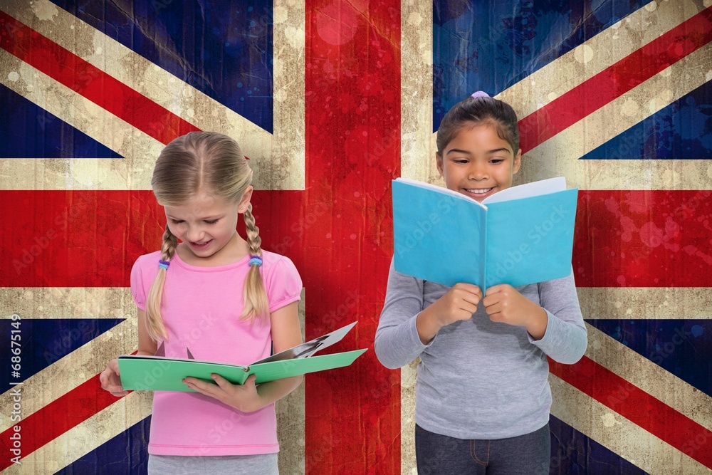 Poster Composite image of elementary pupils reading