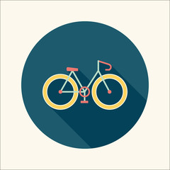 Bicycle flat icon with long shadow