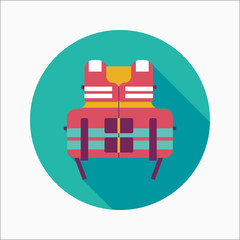 life vest flat icon with long shadow