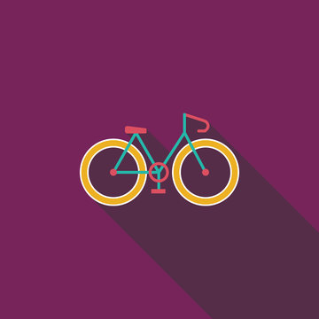 Bicycle flat icon with long shadow