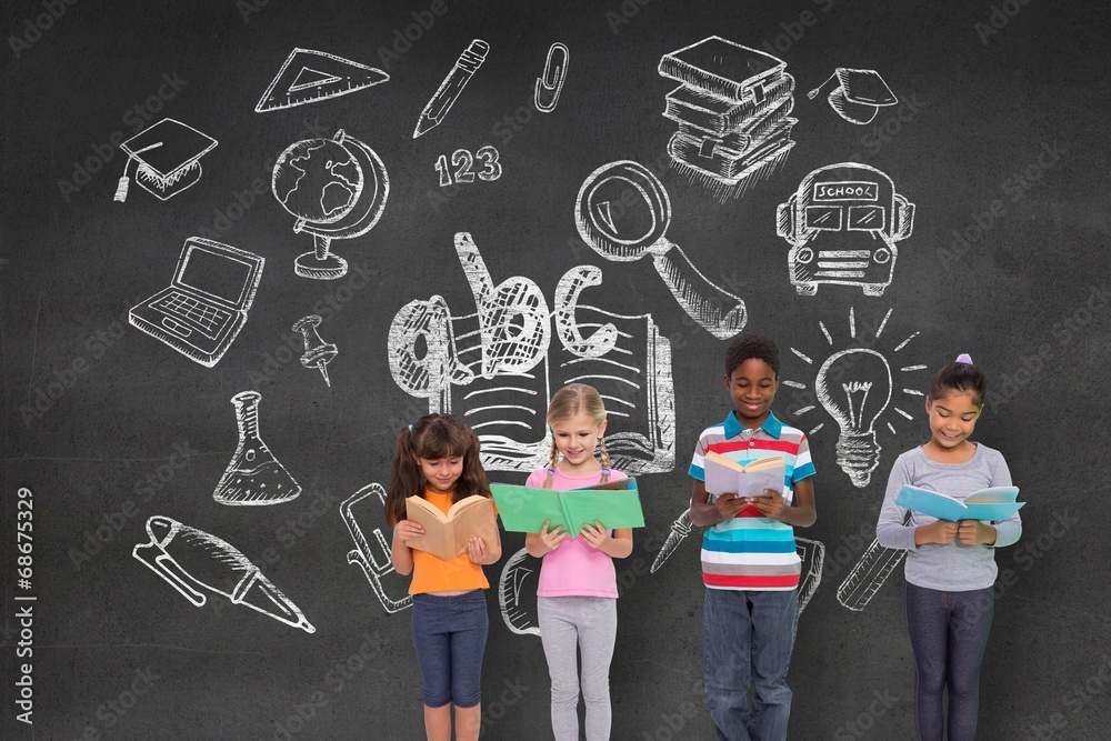 Poster Composite image of elementary pupils reading