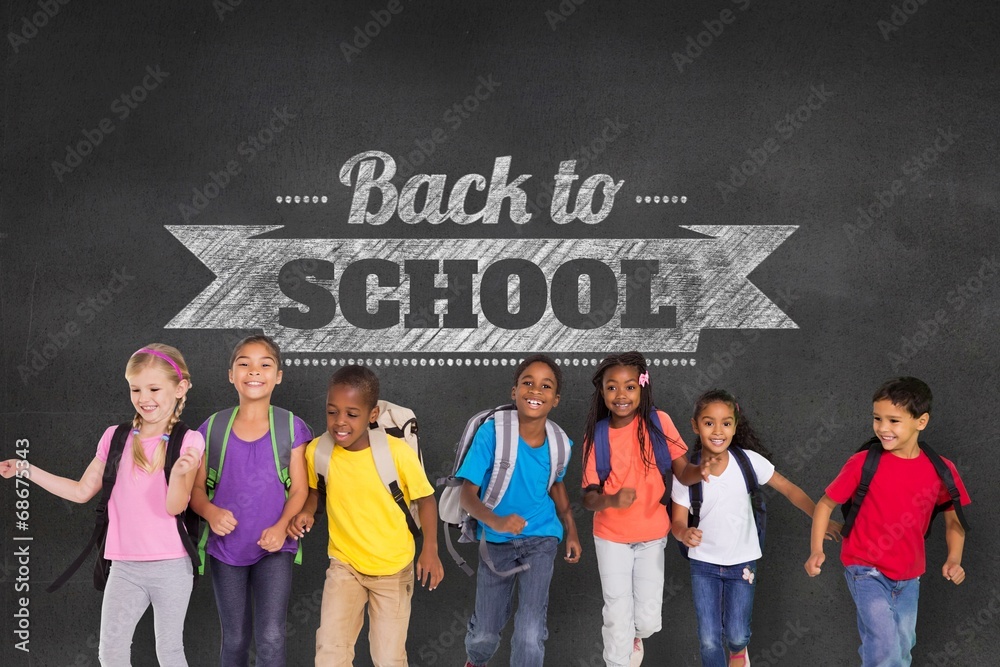 Poster Composite image of elementary pupils running