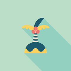 Palm tree flat icon with long shadow