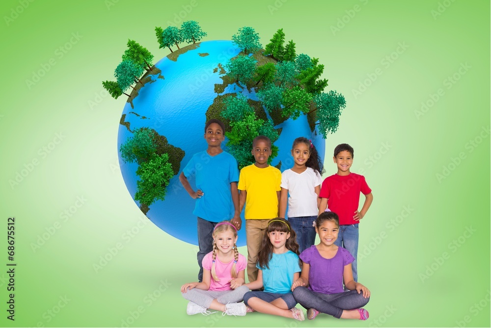 Poster Composite image of elementary pupils smiling