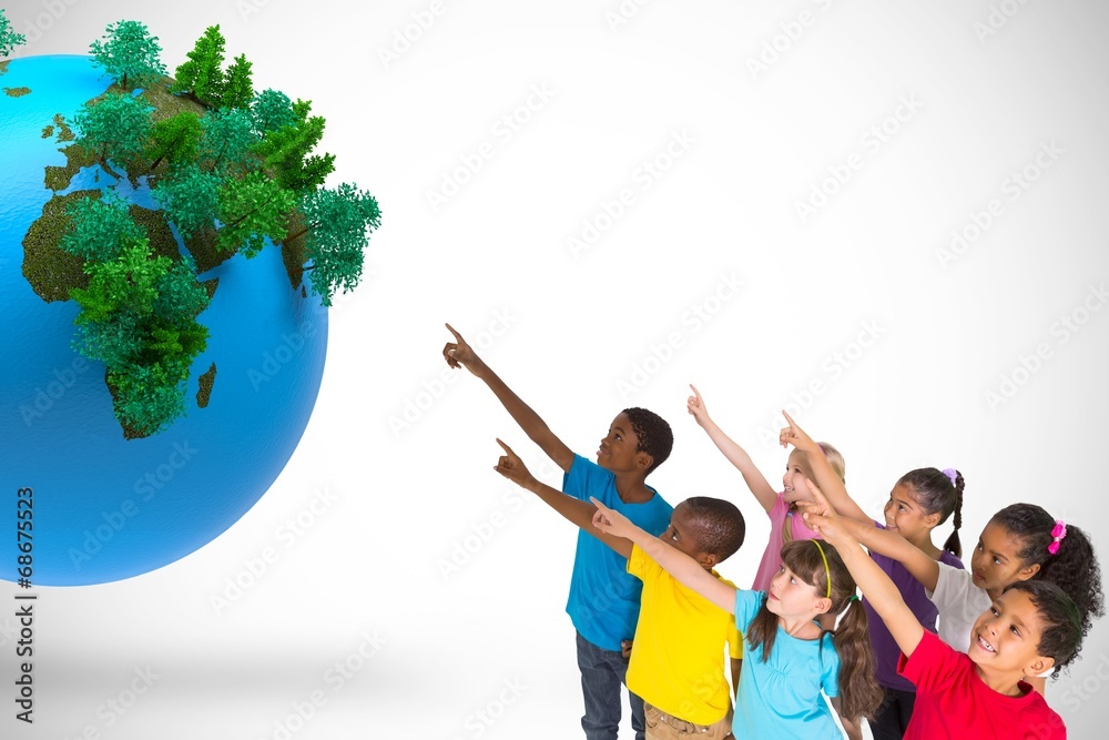 Poster Composite image of elementary pupils pointing