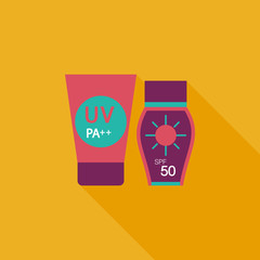 Sunscreen flat icon with long shadow