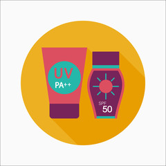 Sunscreen flat icon with long shadow