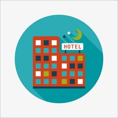 Hotel flat icon with long shadow