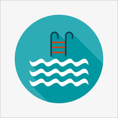 Pool flat icon with long shadow