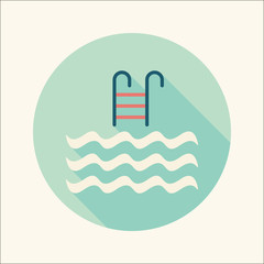Pool flat icon with long shadow