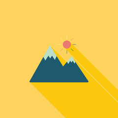 Mountain tourist flat icon with long shadow